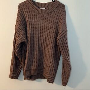 SO Women's Chunky Waffle-Knit Crew Sweater in Brown
